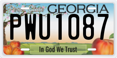 GA license plate PWU1087