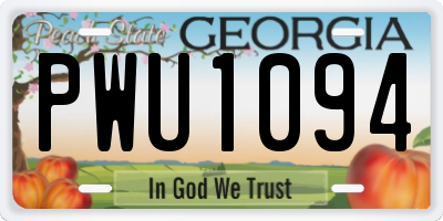 GA license plate PWU1094