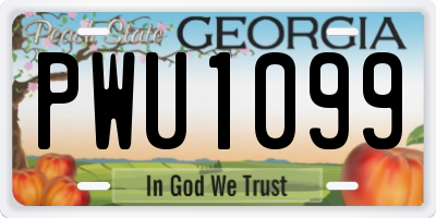 GA license plate PWU1099