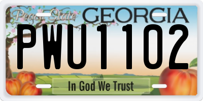 GA license plate PWU1102