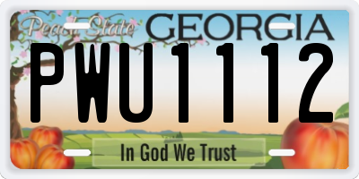 GA license plate PWU1112