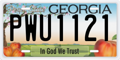 GA license plate PWU1121