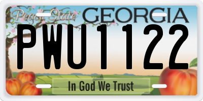 GA license plate PWU1122