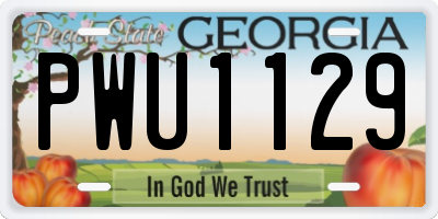 GA license plate PWU1129