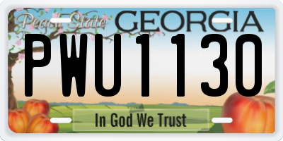 GA license plate PWU1130