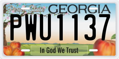GA license plate PWU1137
