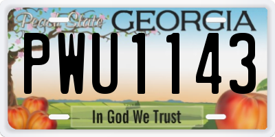 GA license plate PWU1143