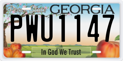 GA license plate PWU1147