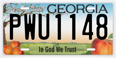 GA license plate PWU1148