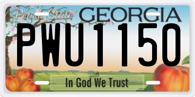 GA license plate PWU1150
