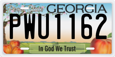 GA license plate PWU1162