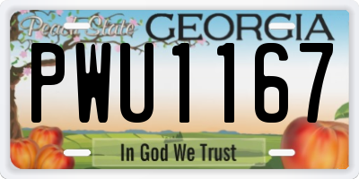 GA license plate PWU1167