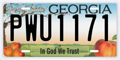 GA license plate PWU1171