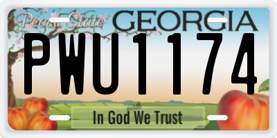 GA license plate PWU1174