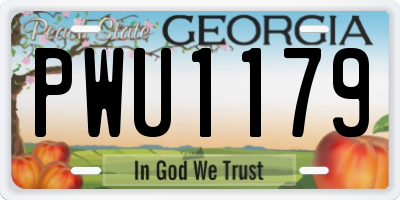 GA license plate PWU1179