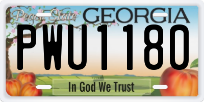 GA license plate PWU1180