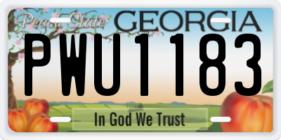 GA license plate PWU1183