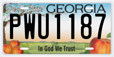 GA license plate PWU1187