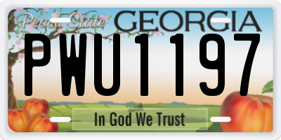 GA license plate PWU1197