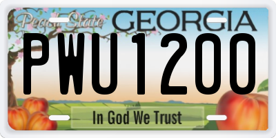GA license plate PWU1200