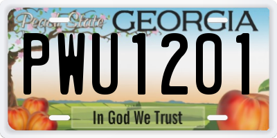 GA license plate PWU1201
