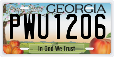 GA license plate PWU1206