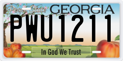 GA license plate PWU1211
