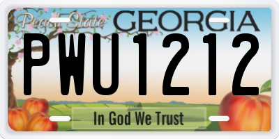 GA license plate PWU1212