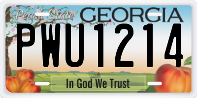 GA license plate PWU1214