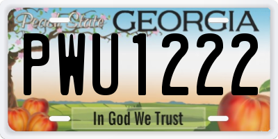 GA license plate PWU1222