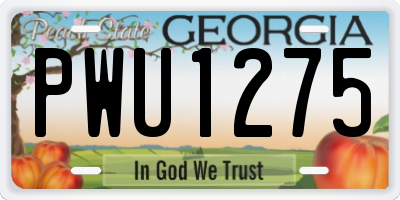 GA license plate PWU1275