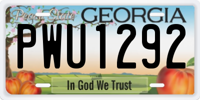 GA license plate PWU1292