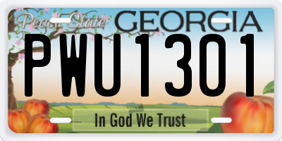 GA license plate PWU1301