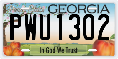 GA license plate PWU1302