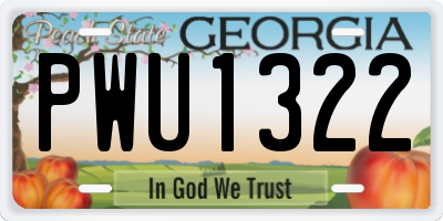 GA license plate PWU1322