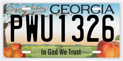 GA license plate PWU1326