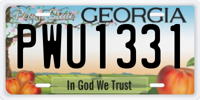 GA license plate PWU1331