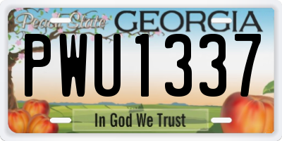 GA license plate PWU1337
