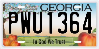 GA license plate PWU1364