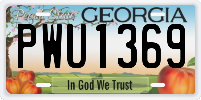 GA license plate PWU1369