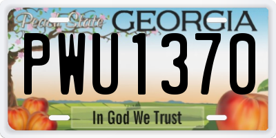 GA license plate PWU1370
