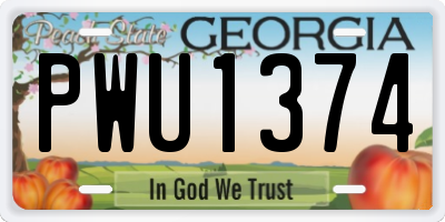 GA license plate PWU1374