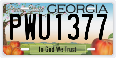 GA license plate PWU1377