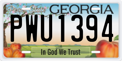 GA license plate PWU1394