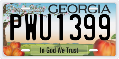 GA license plate PWU1399
