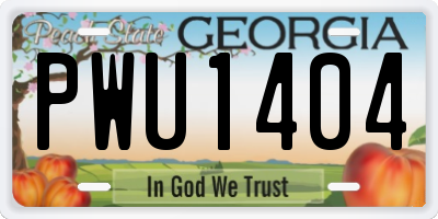 GA license plate PWU1404