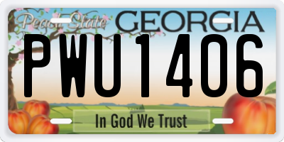GA license plate PWU1406