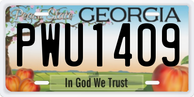 GA license plate PWU1409