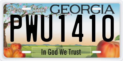 GA license plate PWU1410
