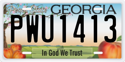 GA license plate PWU1413